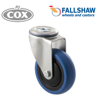 Fallshaw Core M Series Castor - 100mm Blue Hi-Res Rubber Wheel