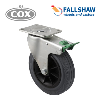 Fallshaw Core O Series Castors - 200mm Grey Rubber Wheel