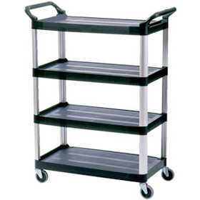 Rubbermaid Four Shelf Cart with Open Sides FG409600BLA Xtra
